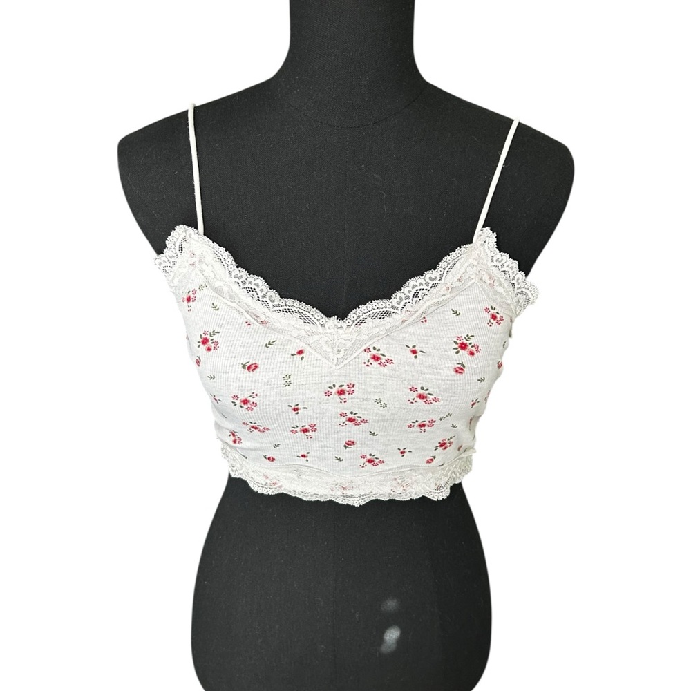 White Floral Lace Crop Tank Top